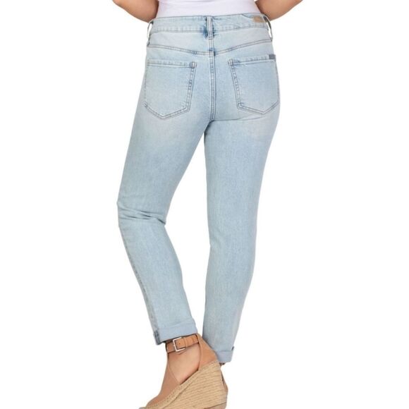 PLUS size! Seven7 Stretch Distressed Bleach Wash Ankle Jeans - Picture 5 of 12